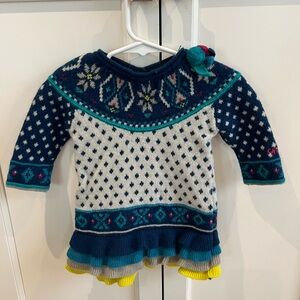 Catimini Navy and White knit Patterned Kids dress 12m